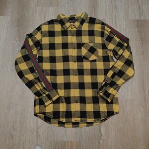 Rsq Men's Yellow and Black Checkered Shirt